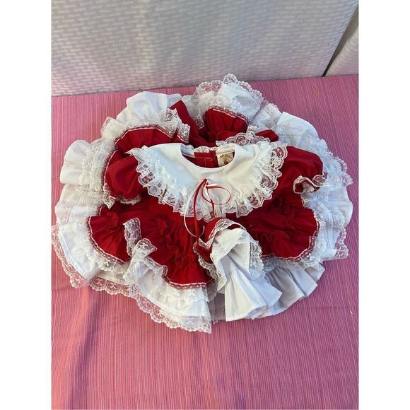 Lid’l Dolly’s Red Newborn Ruffled Frilly Circle Dress 8-12lbs - Picture 1 of 7